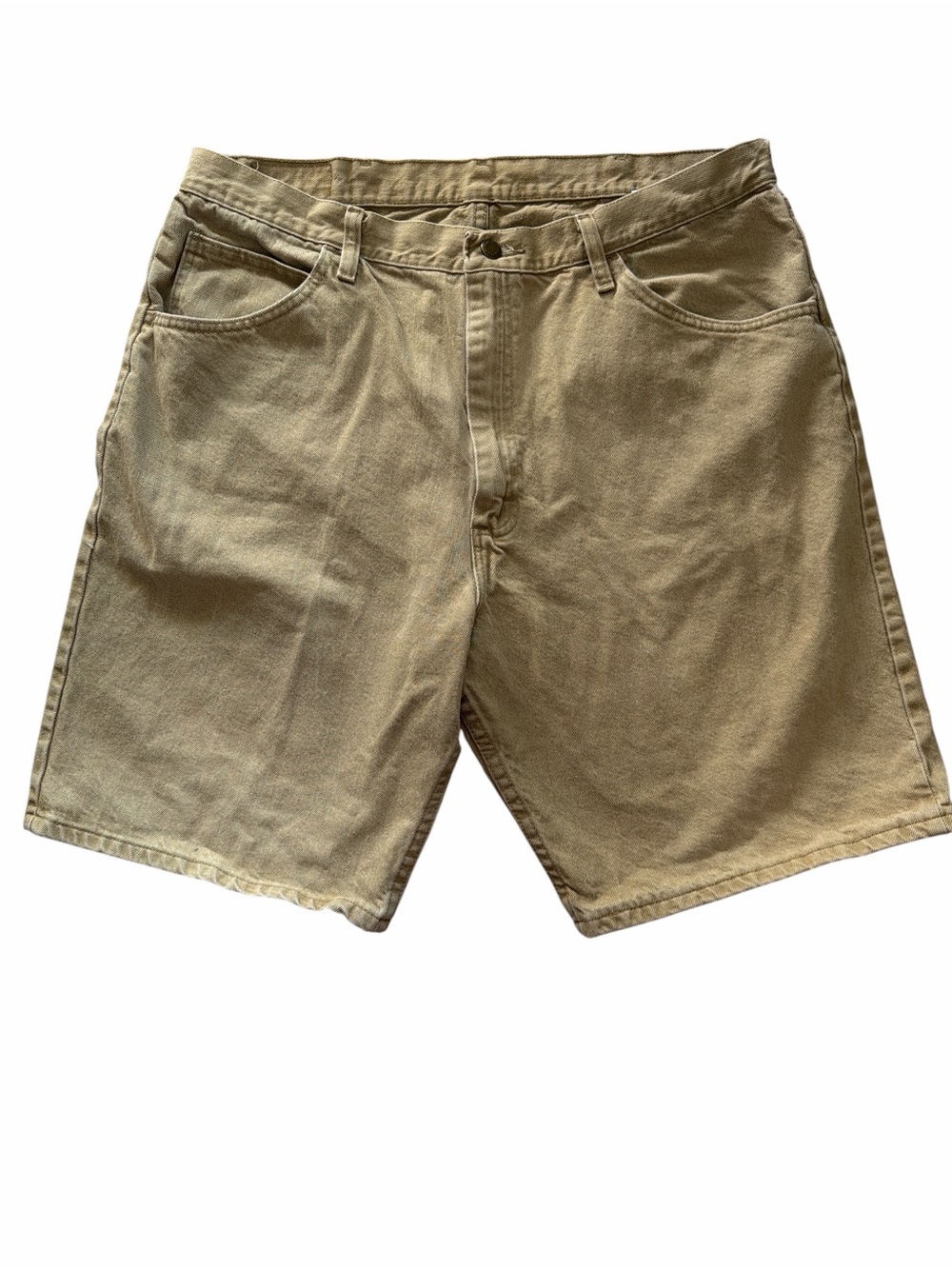 Wrangler Tan Canvas Flat-Front Men's Shorts. EC. Size 38